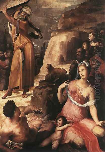 Moses and the Golden Calf 1536-37 Oil Painting by Domenico Beccafumi