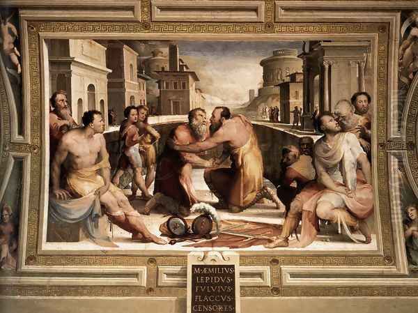 The Reconciliation of Marcus Emilius Lepidus and Fulvius Flaccus 1529-35 Oil Painting by Domenico Beccafumi