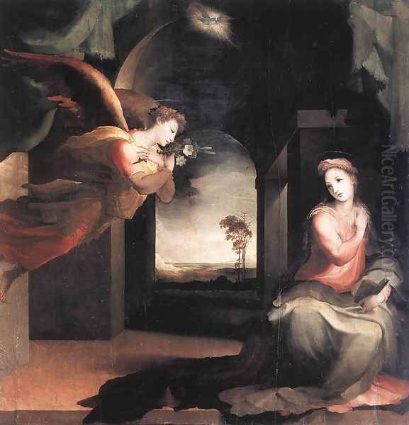 The Annunciation c. 1545 Oil Painting by Domenico Beccafumi