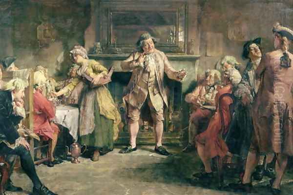 The Coffee House Orator Oil Painting by Edgar Bundy