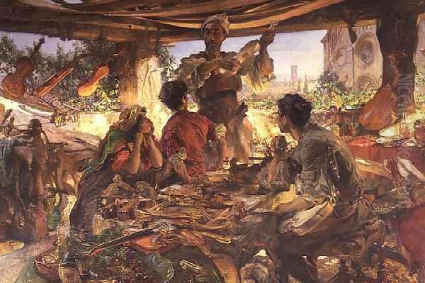 Stradivarius in his Workshop at Cremona, 1913 Oil Painting by Edgar Bundy