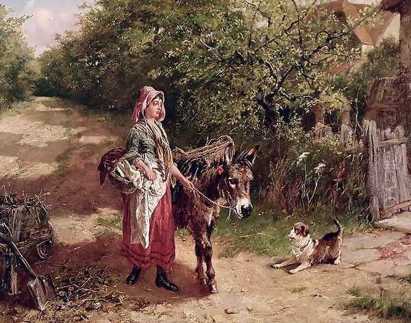 Home from Market Oil Painting by Edgar Bundy