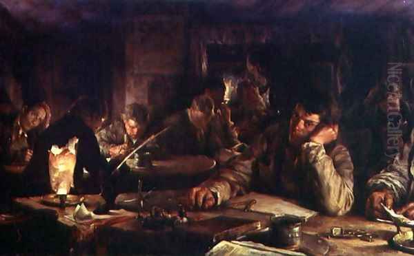 The Night School, 1892 Oil Painting by Edgar Bundy