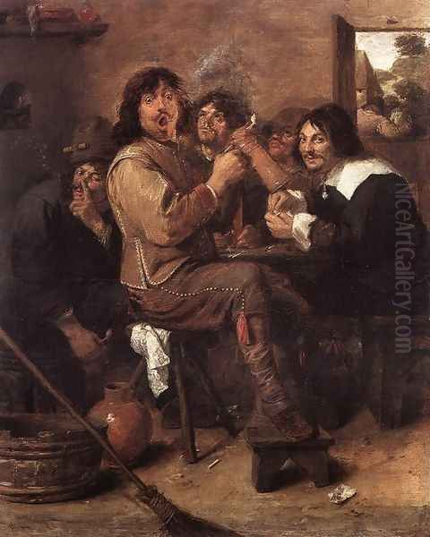 Smoking Men c. 1637 Oil Painting by Adriaen Brouwer