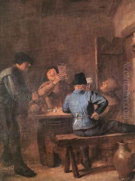 In the Tavern Oil Painting by Adriaen Brouwer