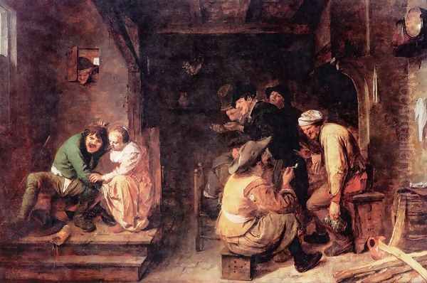 Tavern Scene Oil Painting by Adriaen Brouwer