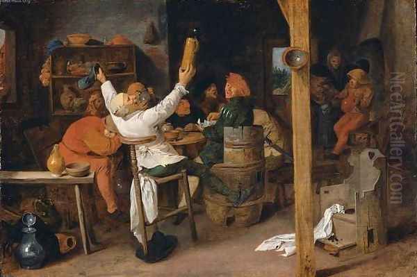 Peasants Carousing in a Tavern Oil Painting by Adriaen Brouwer