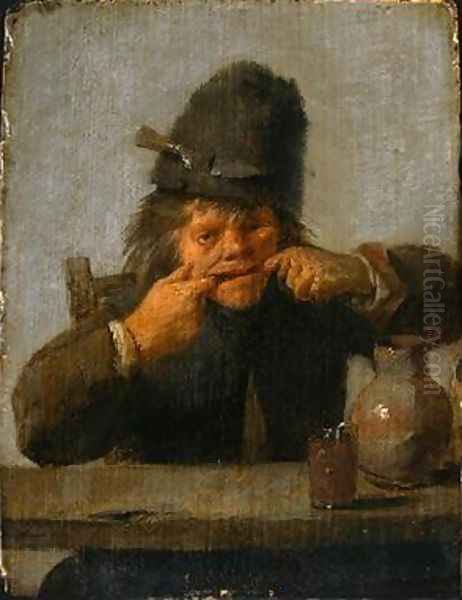 Youth Making a Face Oil Painting by Adriaen Brouwer