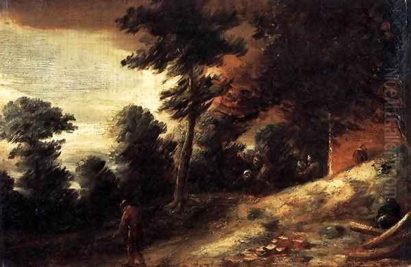 Twilight Landscape Oil Painting by Adriaen Brouwer