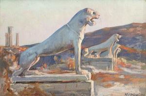 The Lions Of Delos Oil Painting by Nikolaos Ximonas