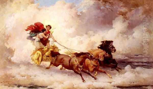 Apollon Enlevant Cyrene (Apollo Abducting Cyrene) Oil Painting by Frederick Arthur Bridgman