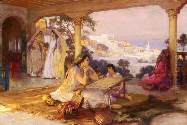 An Eastern Veranda Oil Painting by Frederick Arthur Bridgman