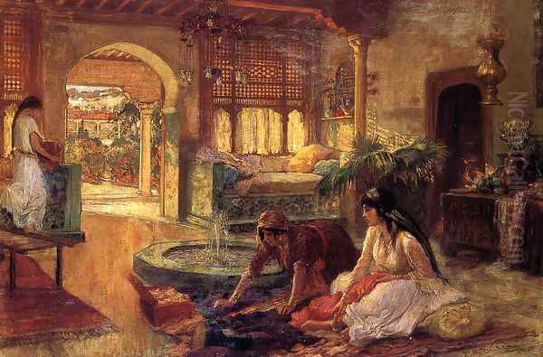 Orientalist Interior Oil Painting by Frederick Arthur Bridgman