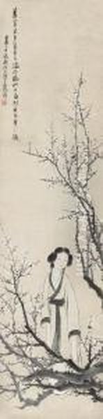 Lady Under Plum Tree Oil Painting by Ren Xiong