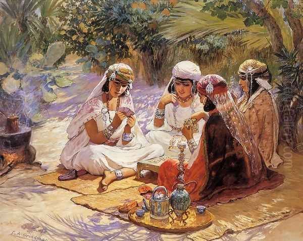 The Card Players Oil Painting by Frederick Arthur Bridgman