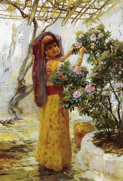 In The Courtyard Oil Painting by Frederick Arthur Bridgman