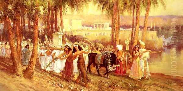 An Egyptian Procession Oil Painting by Frederick Arthur Bridgman