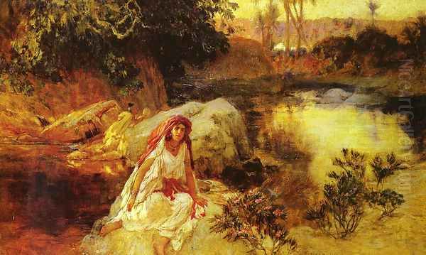 At The Oasis Oil Painting by Frederick Arthur Bridgman