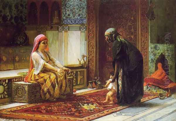 Mother And Child Oil Painting by Frederick Arthur Bridgman