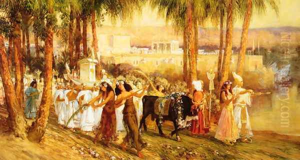 Procession In Honor Of Isis Oil Painting by Frederick Arthur Bridgman