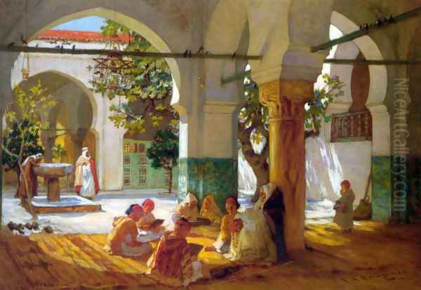 Learning the Qu'ran Oil Painting by Frederick Arthur Bridgman