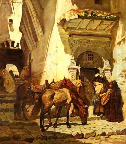 Near The Kasbah Oil Painting by Frederick Arthur Bridgman