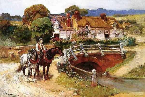 The Old Bridge, Normandy Oil Painting by Frederick Arthur Bridgman