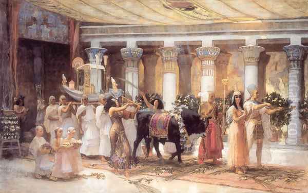 The Procession Of The Sacred Bull Anubis Oil Painting by Frederick Arthur Bridgman