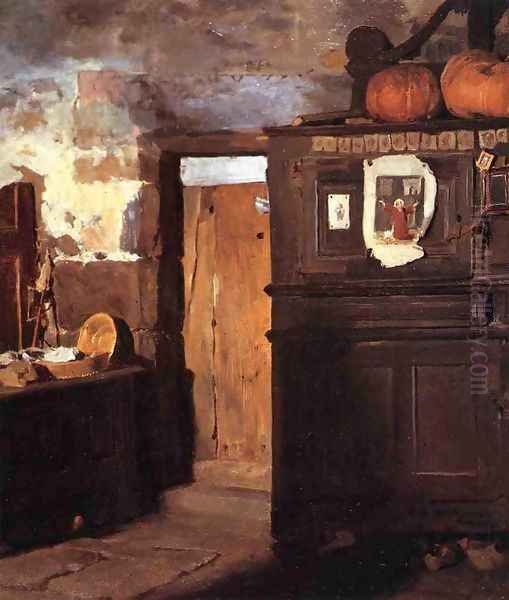 Cottage Interior Oil Painting by Frederick Arthur Bridgman