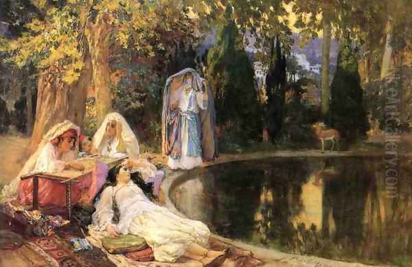 In the Garden at Mustapha Oil Painting by Frederick Arthur Bridgman