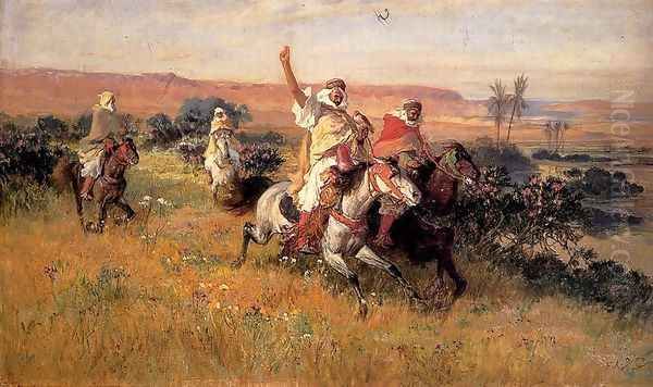 The Falcon Hunt Oil Painting by Frederick Arthur Bridgman