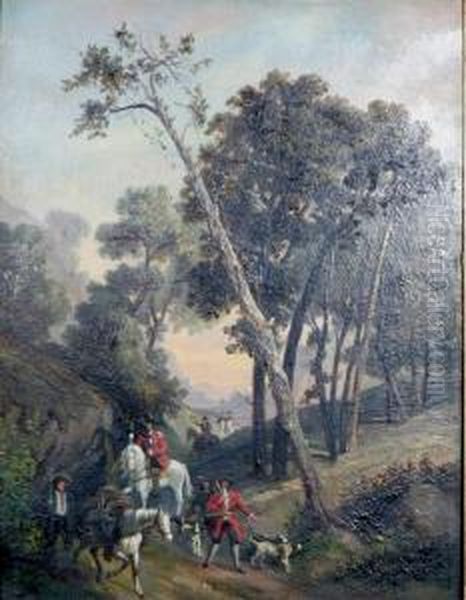 Landskap Med Jaktsallskap Oil Painting by Carl Xv