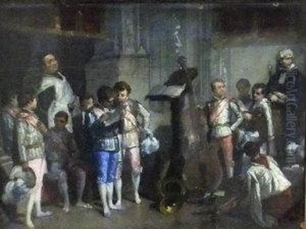 Choristers At Seville Cathedral Oil Painting by Francisco Javier Amerigo Y Aparici