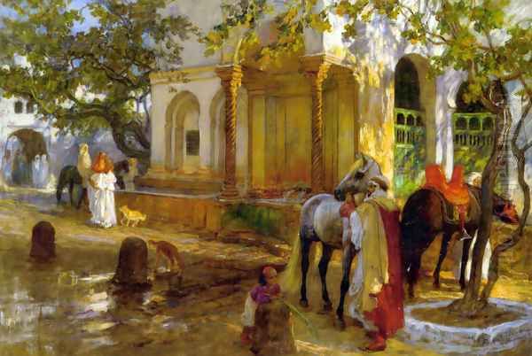 At The Fountain Oil Painting by Frederick Arthur Bridgman