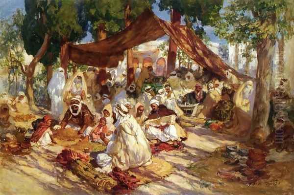 Market Scene Oil Painting by Frederick Arthur Bridgman