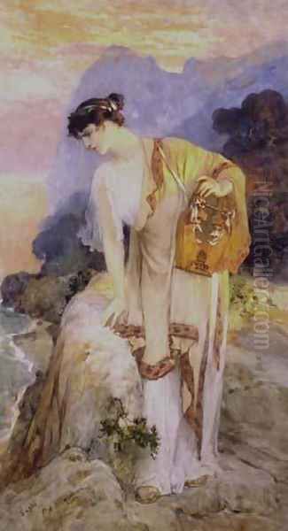 Sappho Oil Painting by Frederick Arthur Bridgman