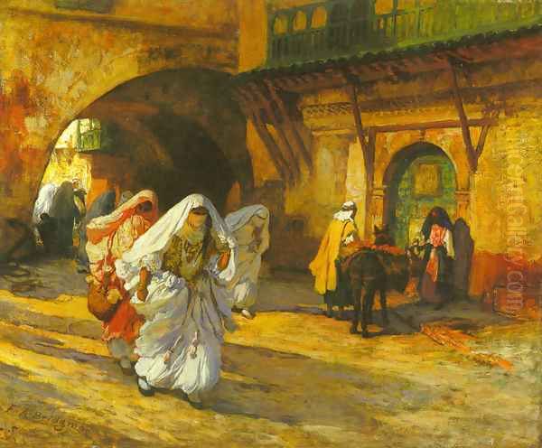 In the Souk Oil Painting by Frederick Arthur Bridgman