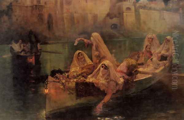 The Harem Boats Oil Painting by Frederick Arthur Bridgman