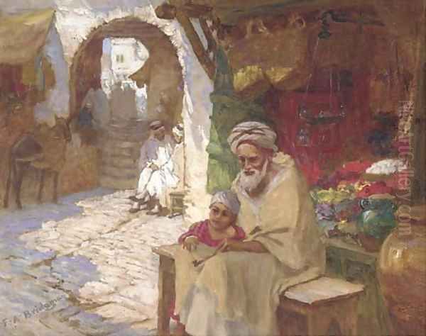 A corner of the bazaar Oil Painting by Frederick Arthur Bridgman