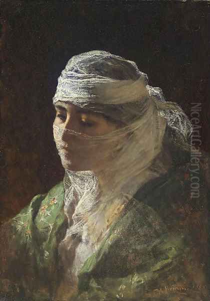 A Veiled Beauty of Constantinople Oil Painting by Frederick Arthur Bridgman