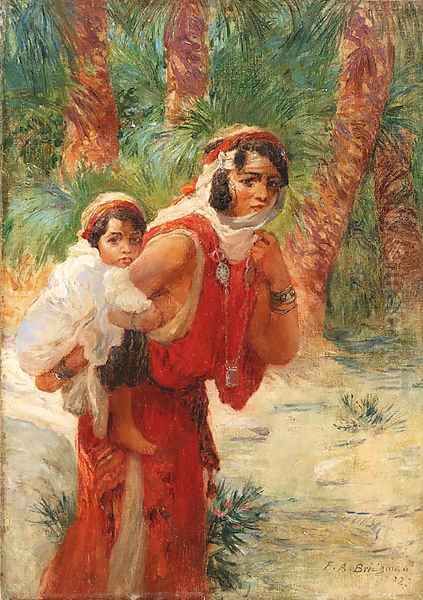 Algerian mother and child Oil Painting by Frederick Arthur Bridgman