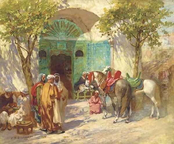 Outside the Mosque Oil Painting by Frederick Arthur Bridgman