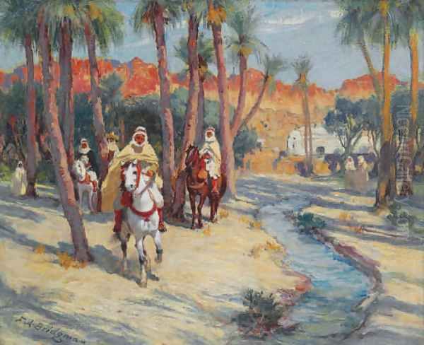 Riding through an Oasis Oil Painting by Frederick Arthur Bridgman