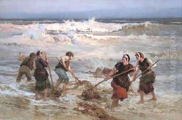 The seaweed gatherers Oil Painting by Frederick Arthur Bridgman