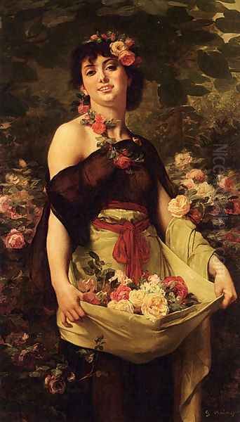 The Flower Girl Oil Painting by Gustave Clarence Rodolphe Boulanger