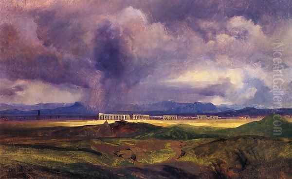 Bad Weather in the Roman Campagna Oil Painting by Karl Blechen