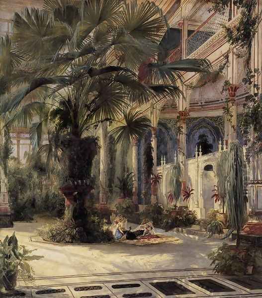 Interior of the Palm House at Potsdam, 1833 Oil Painting by Karl Blechen