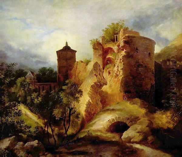 The Ruined Tower of Heidelberg Castle Oil Painting by Karl Blechen