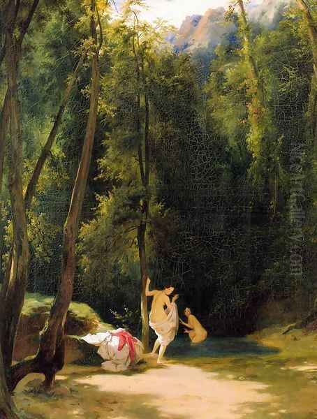 Bathers in Terni Park Oil Painting by Karl Blechen