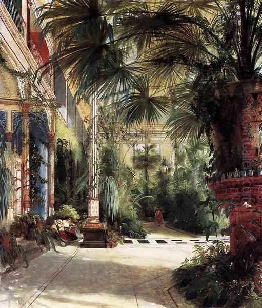 In the Palmhouse Oil Painting by Karl Blechen